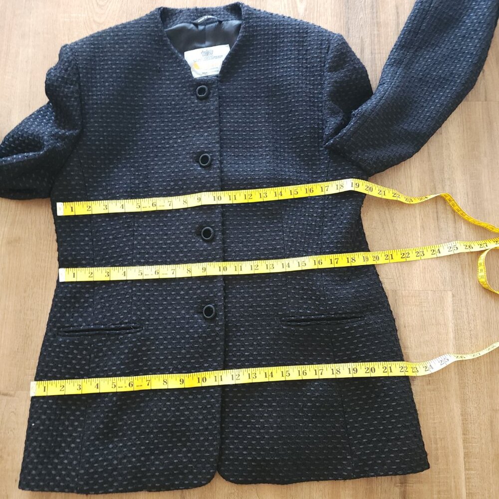 Vintage Aquascutum Black Wool Blend Textured Blazer - Picture 6 of 11